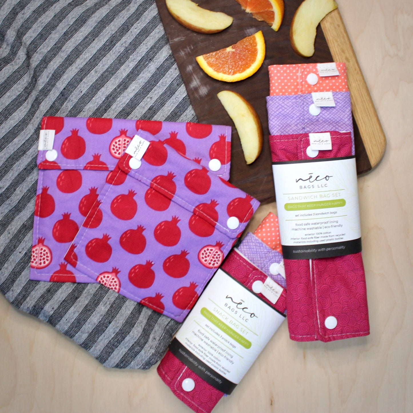 Food Bag Sets Snack and Sandwich Bags - Flora Verde