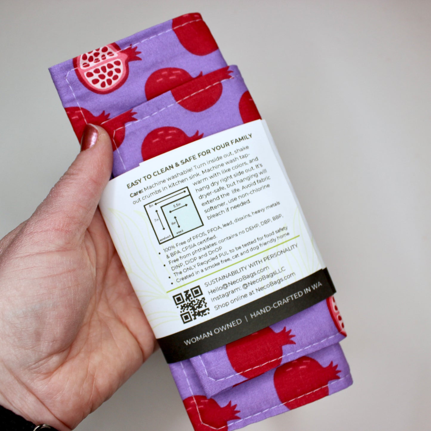 Food Bag Sets Snack and Sandwich Bags - Black Swirl Batik