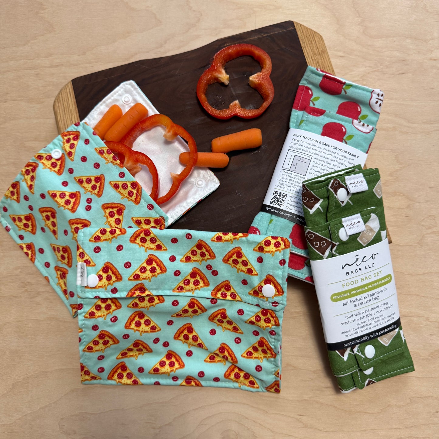 Food Bag Sets Snack and Sandwich Bags - Retro Petal Pop