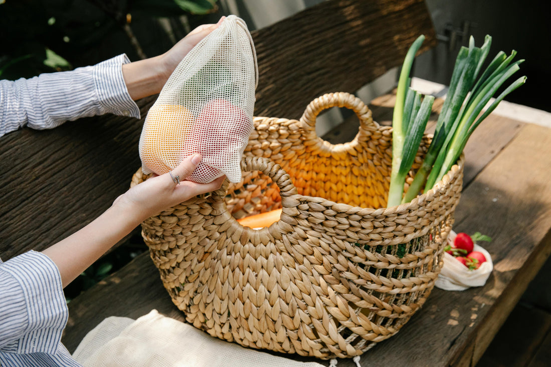shopping basket with produce