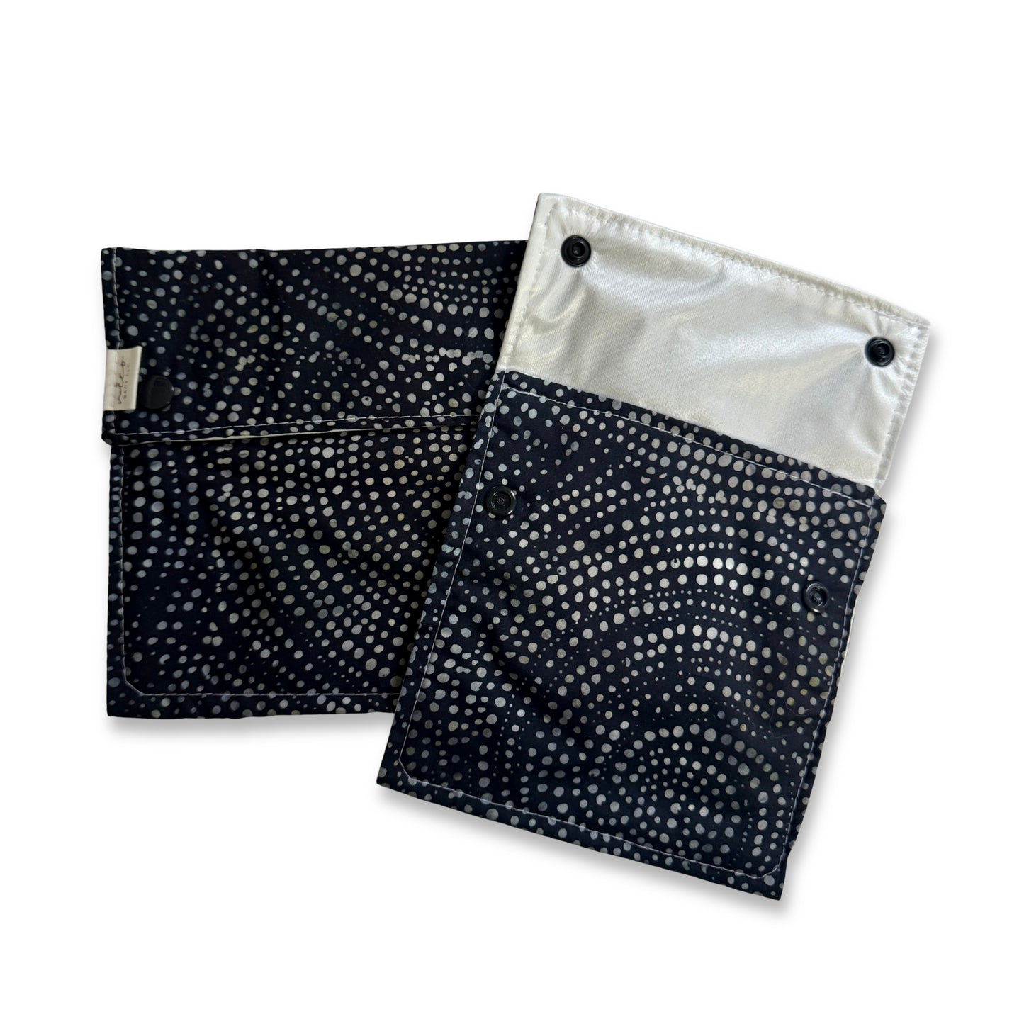 Food Bag Sets Snack and Sandwich Bags - Black Swirl Batik