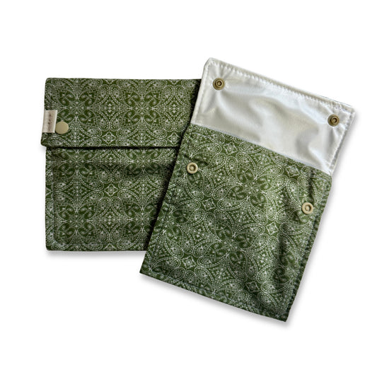 Food Bag Sets Snack and Sandwich Bags - Sage Garden Paisley