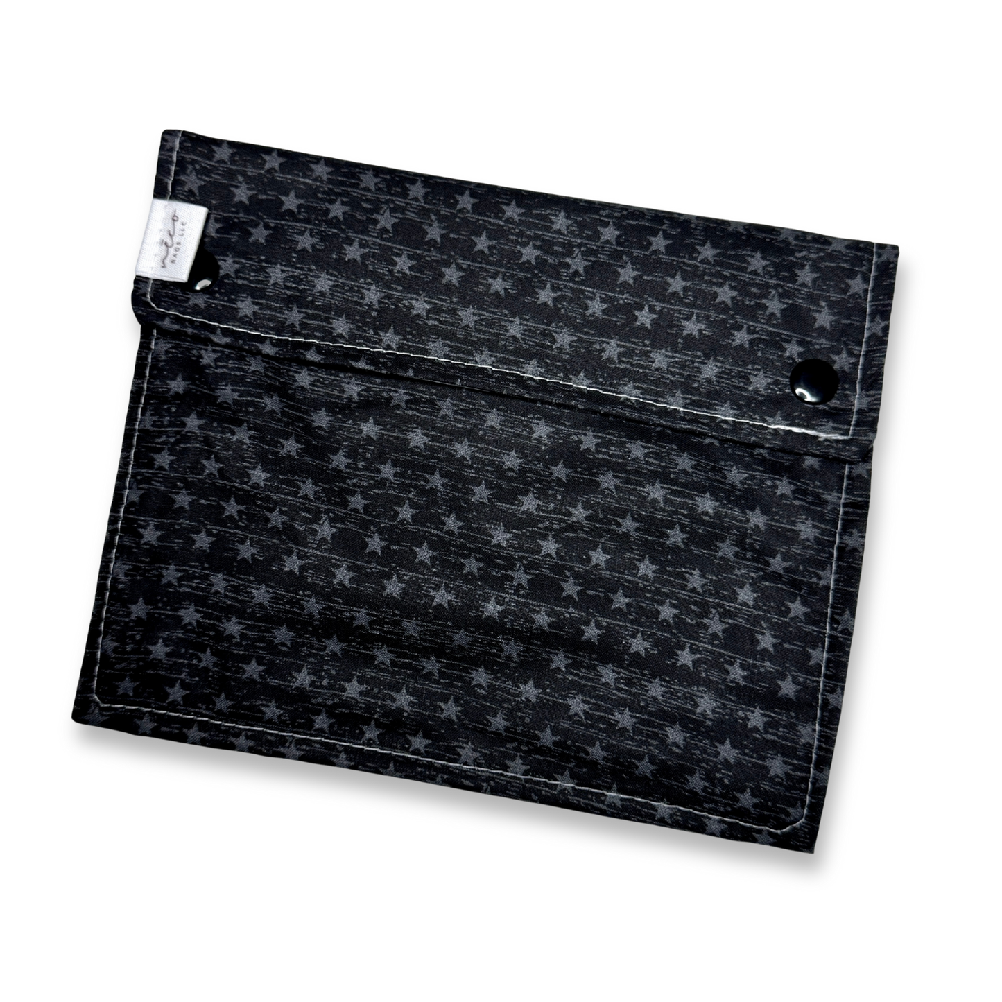 Black pouch with star pattern on a white background