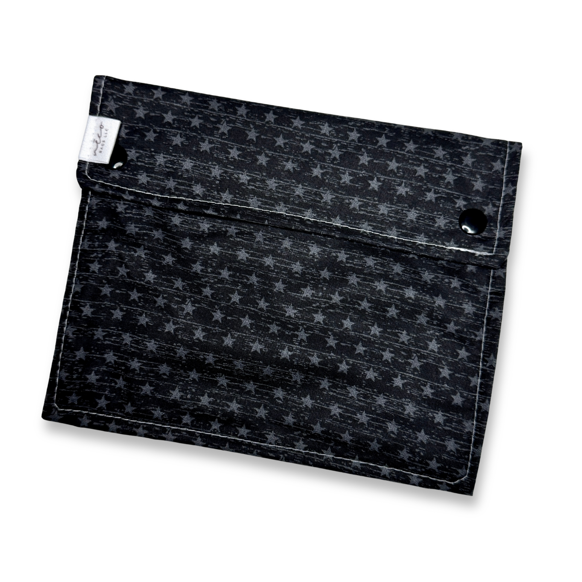 Black pouch with star pattern on a white background