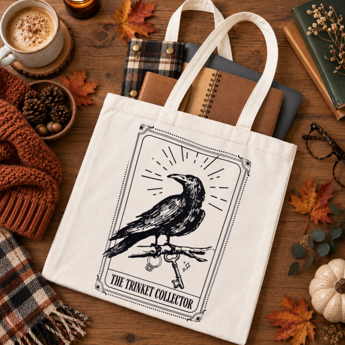 The Trinket Collector Crow Canvas Tote Bag
