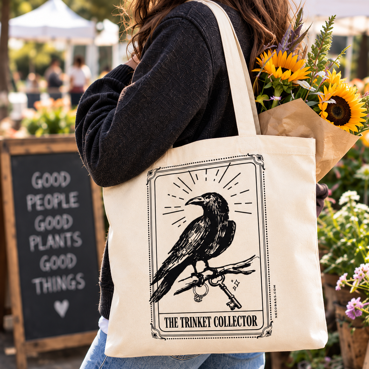 The Trinket Collector Crow Canvas Tote Bag