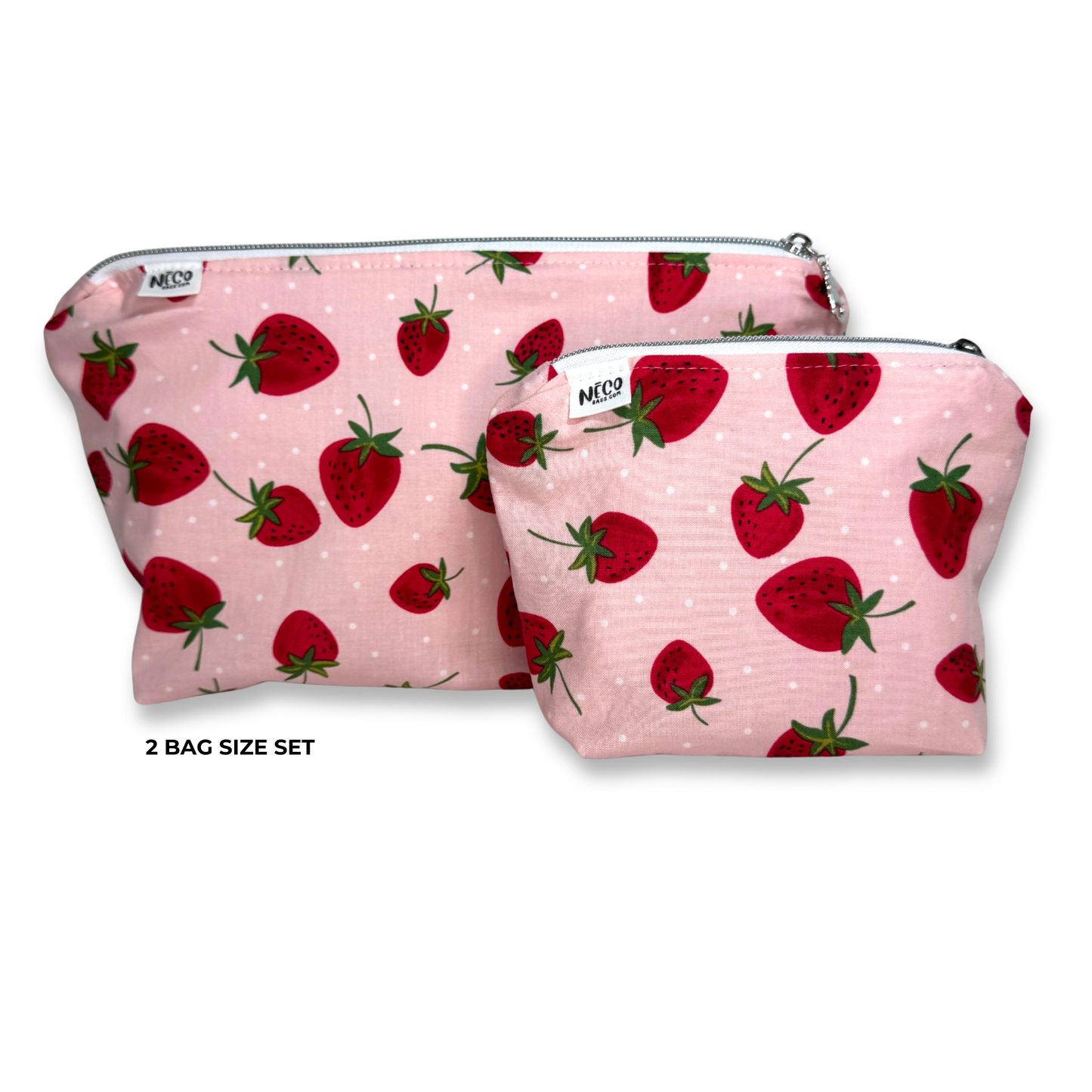 Travel Cosmetic Sustainable Zip 'n Go Bags — Stawberries