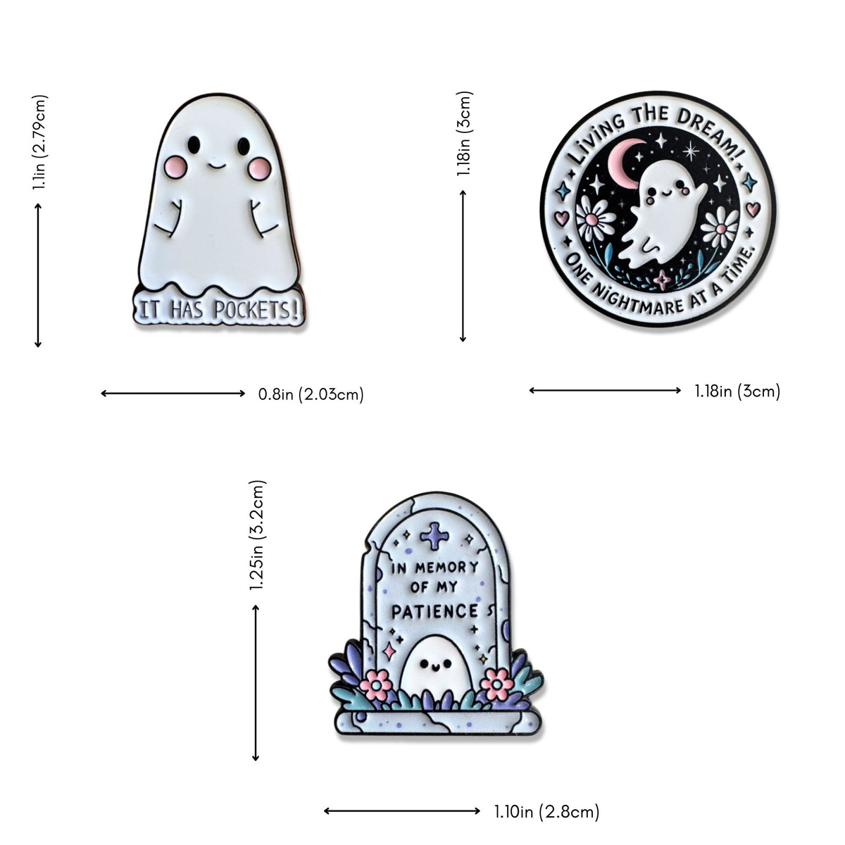 Ghost Mood Enamel Pins: Set of 3
