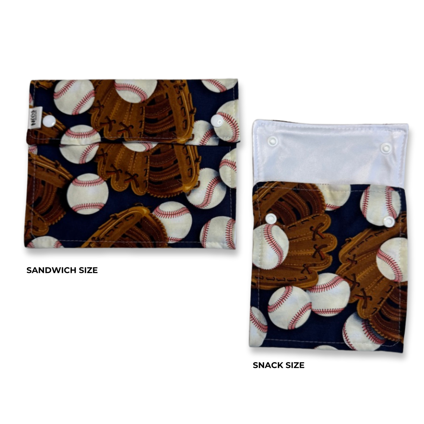 Reusable Washable Food Bag Sets Snack & Sandwich Bags - Baseball