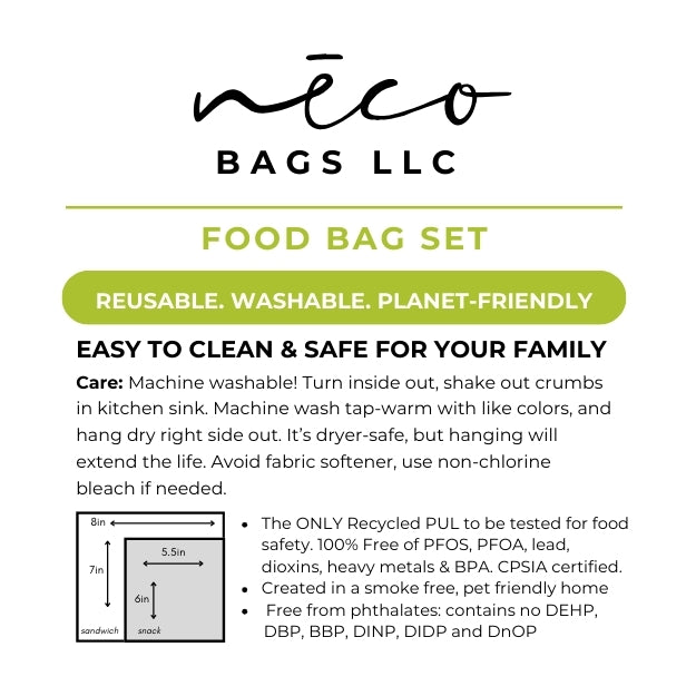Food Bag Sets Snack and Sandwich Bags - Urban Plaid