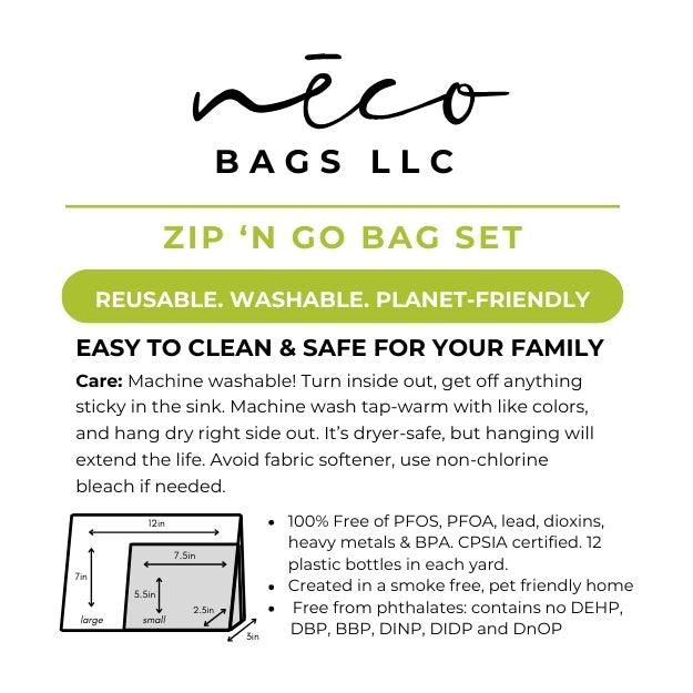 Travel Cosmetic Sustainable Zip 'n Go Bags — Midnight Bloom