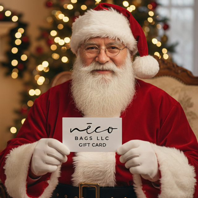 santa holding a gift card