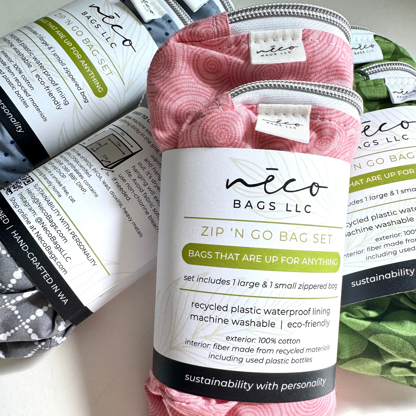 Travel Cosmetic Sustainable Zip 'n Go Bags — Limoncello